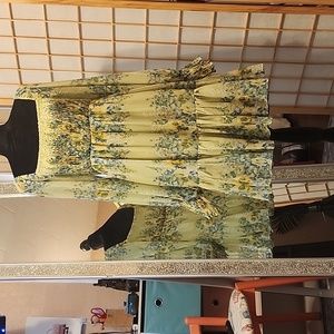 Baby Doll Dress Size 8 Green, Yellow, Floral